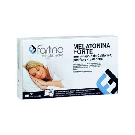 FARLINE MELATONINA FORTE CON AMAPOLA DE CALIFORNIA, PASIFLORA Y VALERIANA 30 COMPRIMIDOS