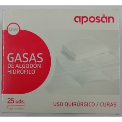 GASA ESTERIL ALGODON HIDROFILO COMPRESAS APOSAN SOBRE 5 U 25 UNIDADES