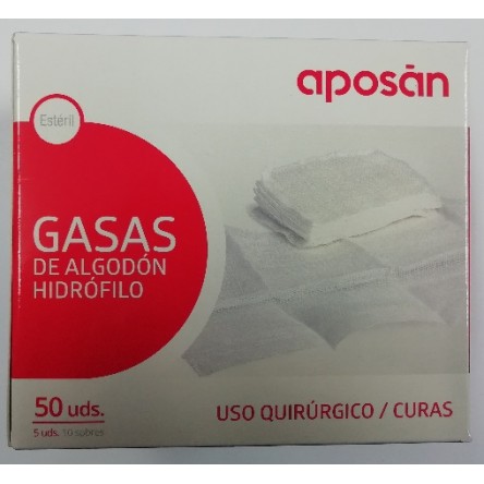 GASA ESTERIL ALGODON HIDROFILO COMPRESAS APOSAN SOBRE 5 U 50 UNIDADES GASA ESTERIL ALGODON HIDROFILO COMPRESAS APOSAN SOBRE 5 U 50 UNIDADES
