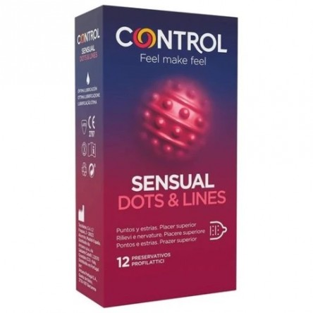 Preservativos control sensual DOTS&LINES 12 unidades