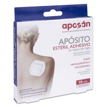 APOSAN APOSITO ADHESIVO ESTERIL TEJIDO SIN TEJER 10 X 10 CM 10 UNIDADES