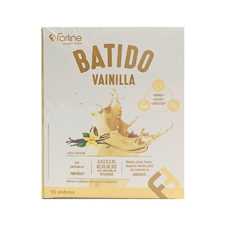 BATIDO VAINILLA FARLINE PROTEINAS VITAMINA Y MINERALES 15 SOBRES 450 G