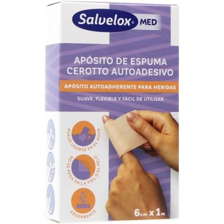 SALVELOX APOSITO DE ESPUMA AUTOADHEHERENTE PARA HERIDAS 1 APOSITO 1M X 6 CM SALVELOX APOSITO DE ESPUMA AUTOADHEHERENTE PARA HERIDAS 1 APOSITO 1M X 6 CM