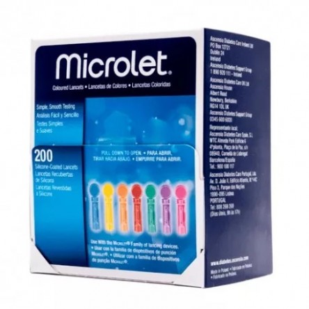 MICROLET LANCETAS COLORES 200 UNIDADES MICROLET LANCETAS COLORES 200 UNIDADES