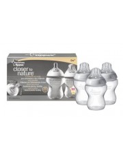 TOMMEE TIPPEE BIBERÓN CLOSER TO NATURE flujo lento +0 MESES DE SILICONA TRIPLO 260 ML + 260 ML + 260 ML 3 UNIDADes