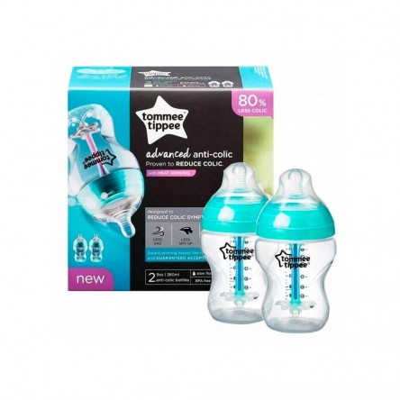 TOMMEE TIPPEE 2 BIBERONES ANTI COLIC FLUJO LENTO 260 ML TOMMEE TIPPEE 2 BIBERONES ANTI COLIC FLUJO LENTO 260 ML