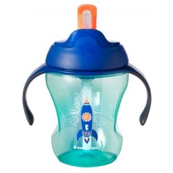 TOMMEE TIPPEE VASO EASY DRINK CON CAÑA AZUL 230 ML + 6 M