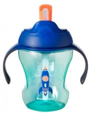 TOMMEE TIPPEE VASO EASY DRINK CON CAÑA AZUL 230 ML + 6 M