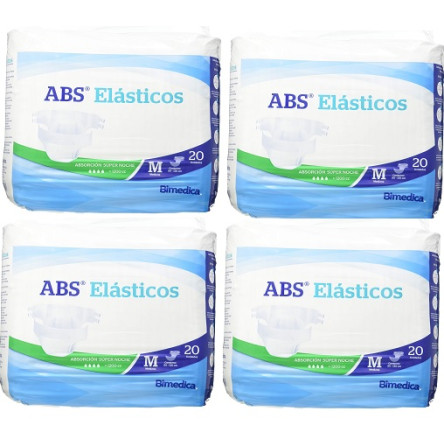 PAÑAL ADULTO ABSORBENTE INCONTINENCIA ORINA ABS elasticos supernoche talla mediana de 80 unidades