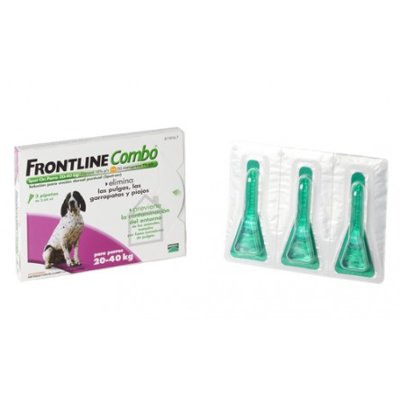 Frontline spot combo perros 20-40 kilos 3 pipetas Frontline spot combo perros 20-40 kilos 3 pipetas