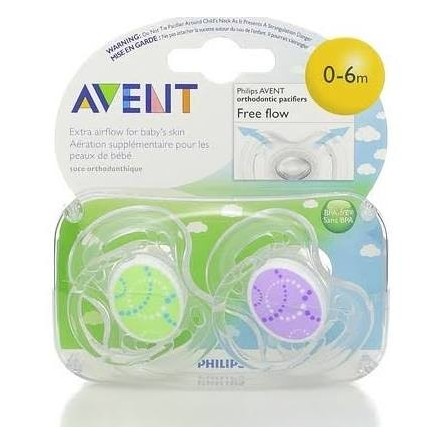 Avent chupete silicona ventilado decorado 0-6 meses 2 chupetes Avent chupete silicona ventilado decorado 0-6 meses 2 chupetes