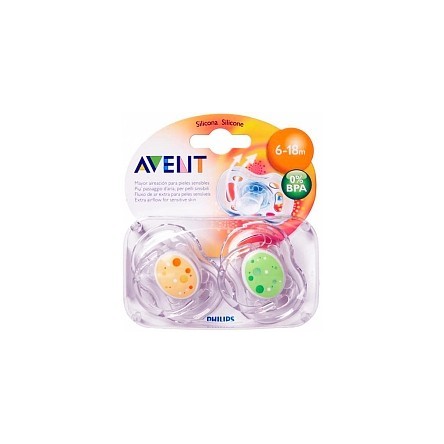 Avent chupete silicona ventilado decorado 6-18 meses 2 chupetes Avent chupete silicona ventilado decorado 6-18 meses 2 chupetes