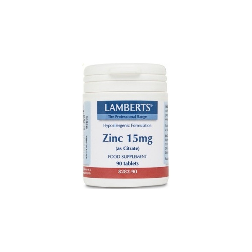 Zinc 15 mg como citrato 90 tabletas(minerales) lamberts PRIVAFARMA