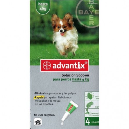 Advantix perros 0-4 kilos 4 pipetas Advantix perros 0-4 kilos 4 pipetas