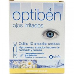 OPTIBEN OJOS IRRITADOS UNIDOSIS ESTERIL SEQUEDAD 10 AMPOLLAS