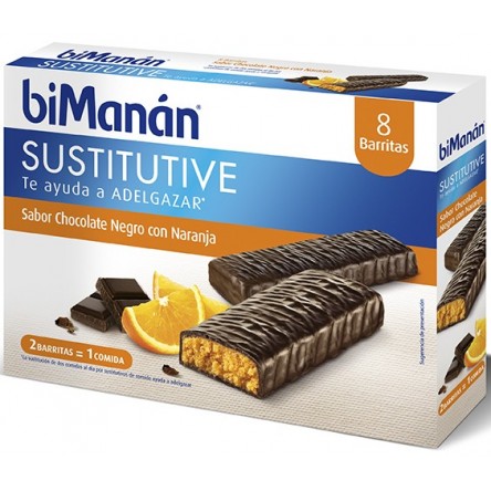 Bimanan barritas chocolate negro y naranja 40 g 8 barritas