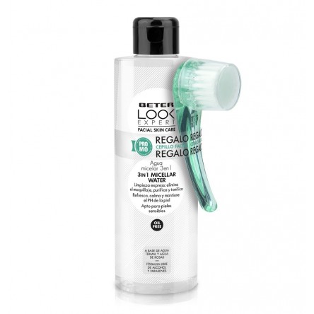 beter look expert agua micelar 3 en 1 400 ml + cepillo facial de regalo