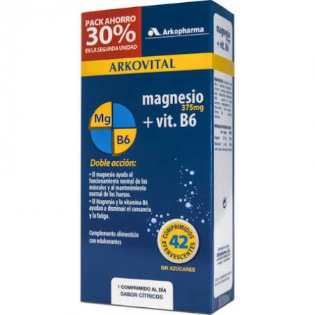 Arkovital Magnesio 375mg + Vitamina B6 21 Comprimidos Efervescentes DUPLO Arkovital Magnesio 375mg + Vitamina B6 21 Comprimidos Efervescentes DUPLO