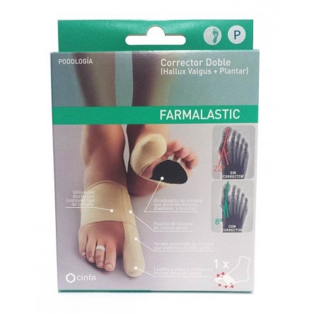 Corrector doble juanete+plantar derecho silicona farmalastic talla mediana(contorno 21.5-23cm) cinfa Corrector doble juanete+plantar derecho silicona farmalastic talla mediana(contorno 21.5-23cm) cinfa