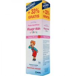 PASTA DENTÍFRICA FLUOR KIN INFANTIL SABOR FRESA 75ML + 25 ML GRATIS