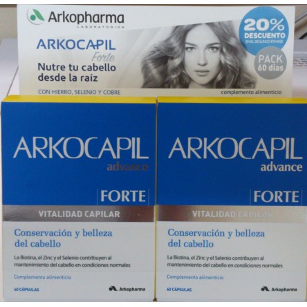 ARKOCAPIL ADVANCE FORTE VITALIDAD CAPILAR 60 CAPSULAS PACK 2 MESES ARKOCAPIL ADVANCE FORTE VITALIDAD CAPILAR 60 CAPSULAS PACK 2 MESES