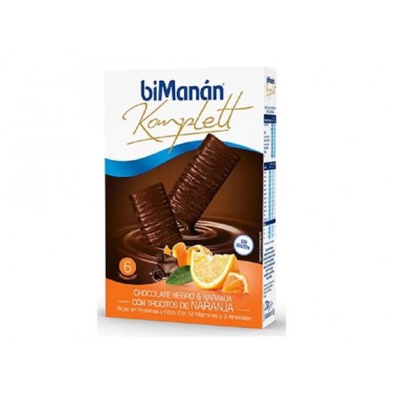 BIMANAN KOMPLETT CHOCOLATE NEGRO CON TROCITOS DE NARANJA 6 BARRITAS DE 35 G BIMANAN KOMPLETT CHOCOLATE NEGRO CON TROCITOS DE NARANJA 6 BARRITAS DE 35 G