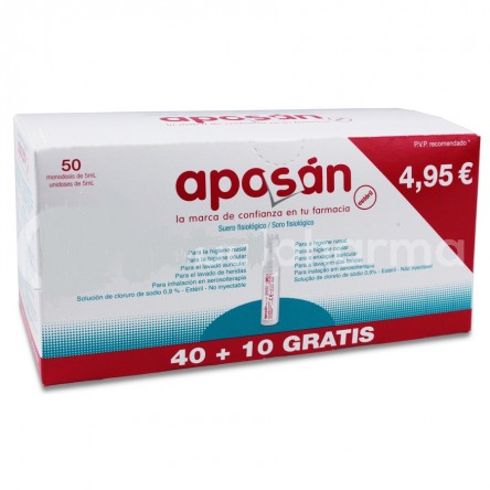 APOSAN SUERO FISIOLOGICO MONODOSIS 5 ML 50 UNIDADES APOSAN SUERO FISIOLOGICO MONODOSIS 5 ML 50 UNIDADES